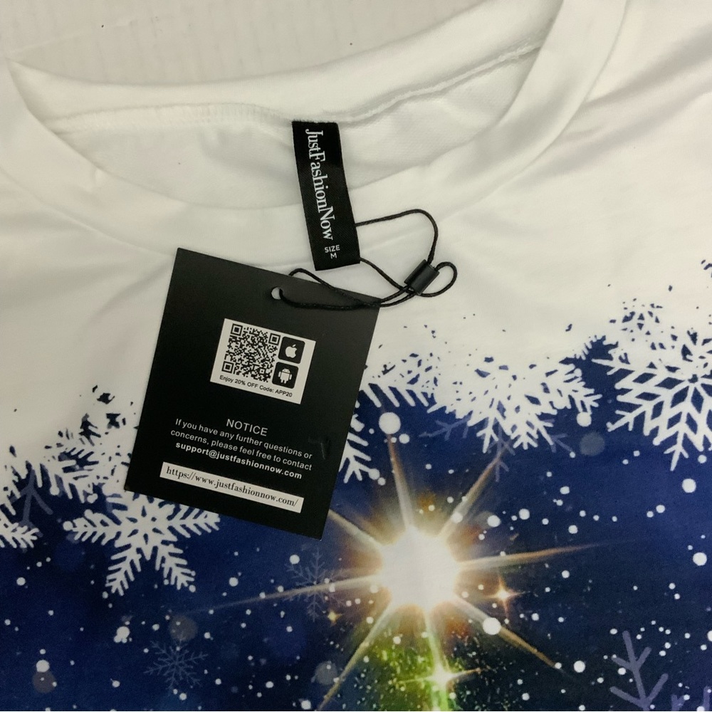 Christmas 3D Print Long Sleeve Sweatshirt Tee Top Cosmic Starry Night Women Med - Picture 15 of 16